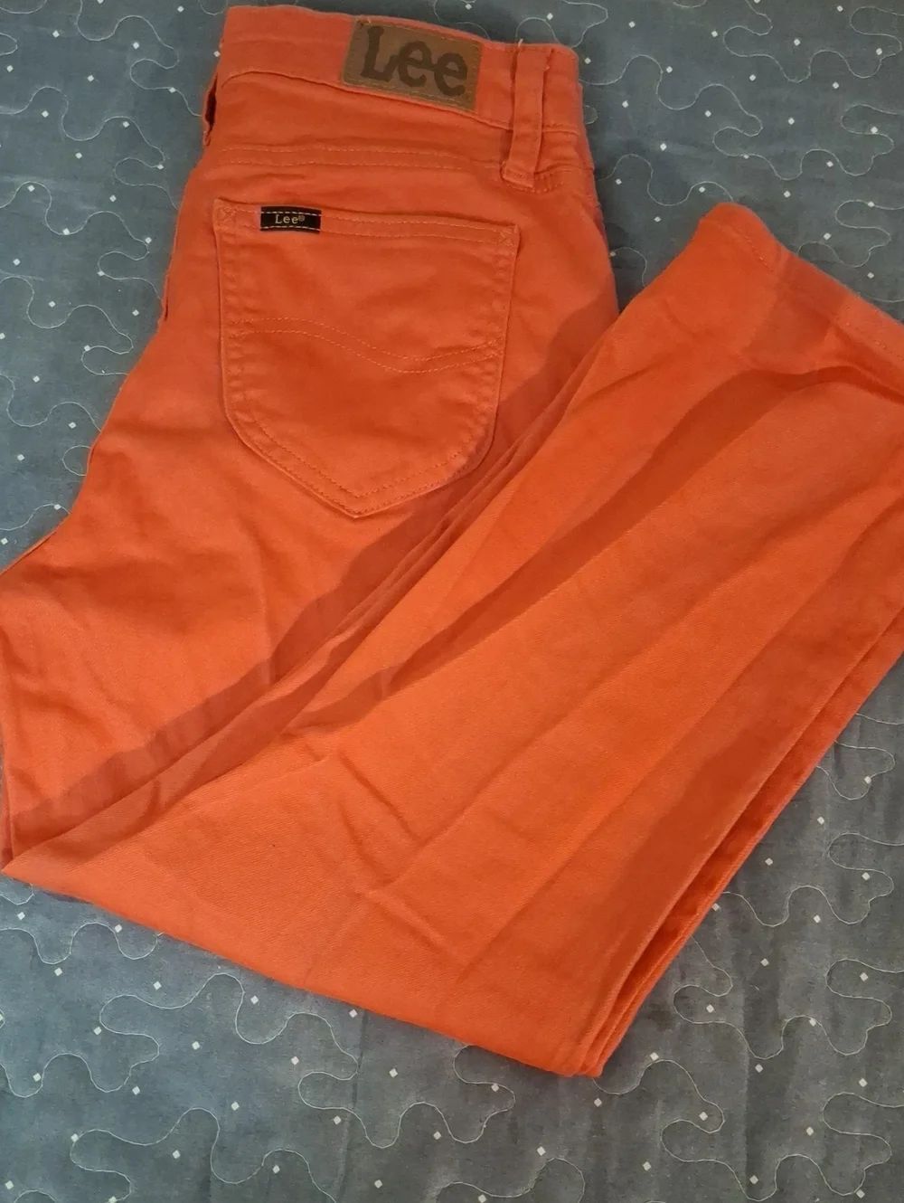 Lee Bright Orange Denim Cropped Jeans